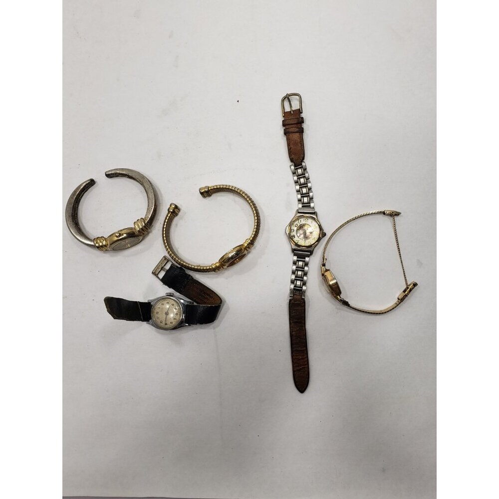 Lot Of 5 Ladies Watches Aqua Idiglo Timex Wrangler Caravelle Gitano Untested